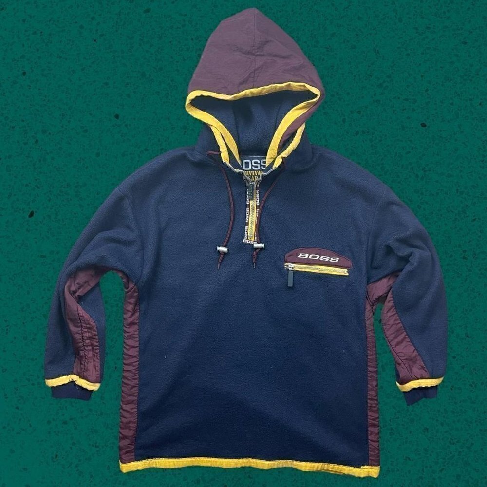 Vintage boss fleece jacket rare grail polar color block gangster gorp